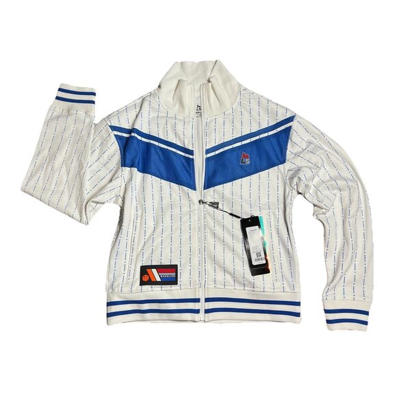 Magnlens Multicolor Blue Cream Logo Zip Jacket Women Size M Medium - Picture 1 of 3